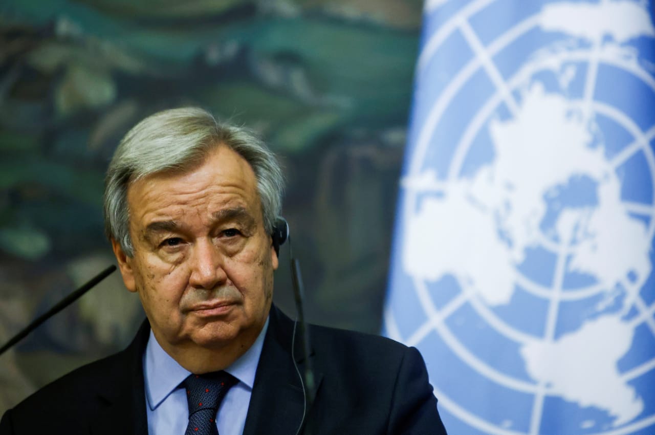 UN Secretary-General Antonio Guterres Addresses Media at UN Headquarters