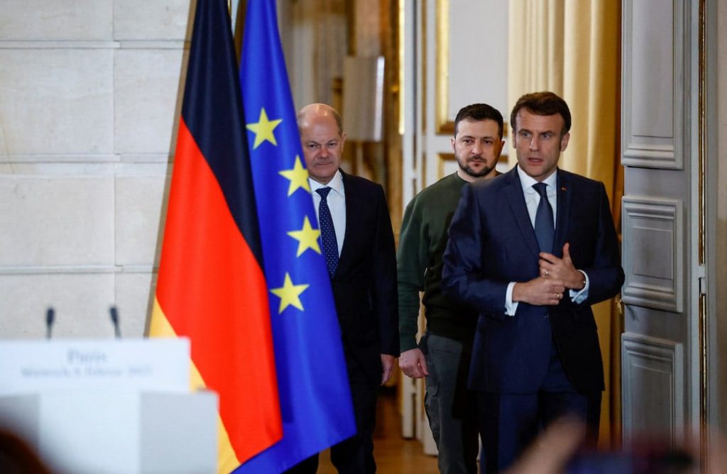 European Leaders Conclude Talks with Zelenskiy at Elysee Palace