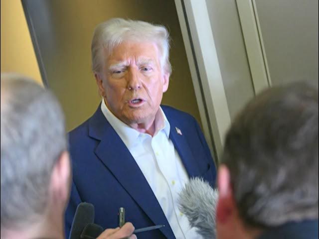 President Trump Addresses Reporters Aboard Air Force One