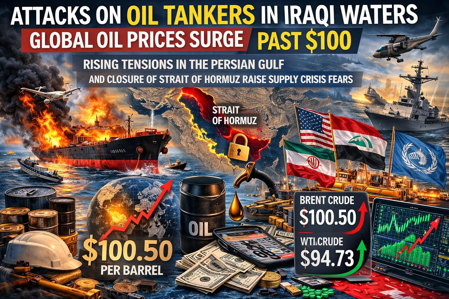 Attacks on Oil Tankers in Iraqi waters raise security concerns and push global oil prices higher