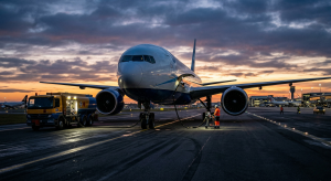 Airplane being refueled at airport due to rising jet fuel prices