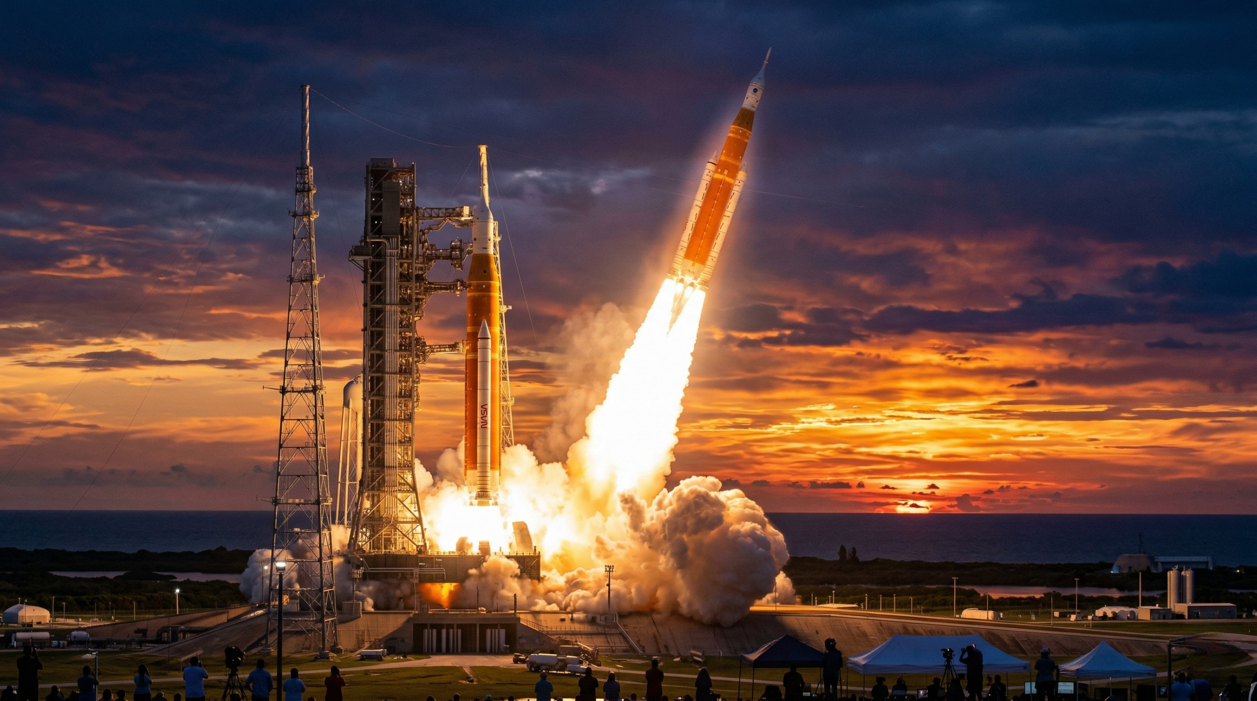 NASA Artemis II rocket launch carrying Orion spacecraft to the moon