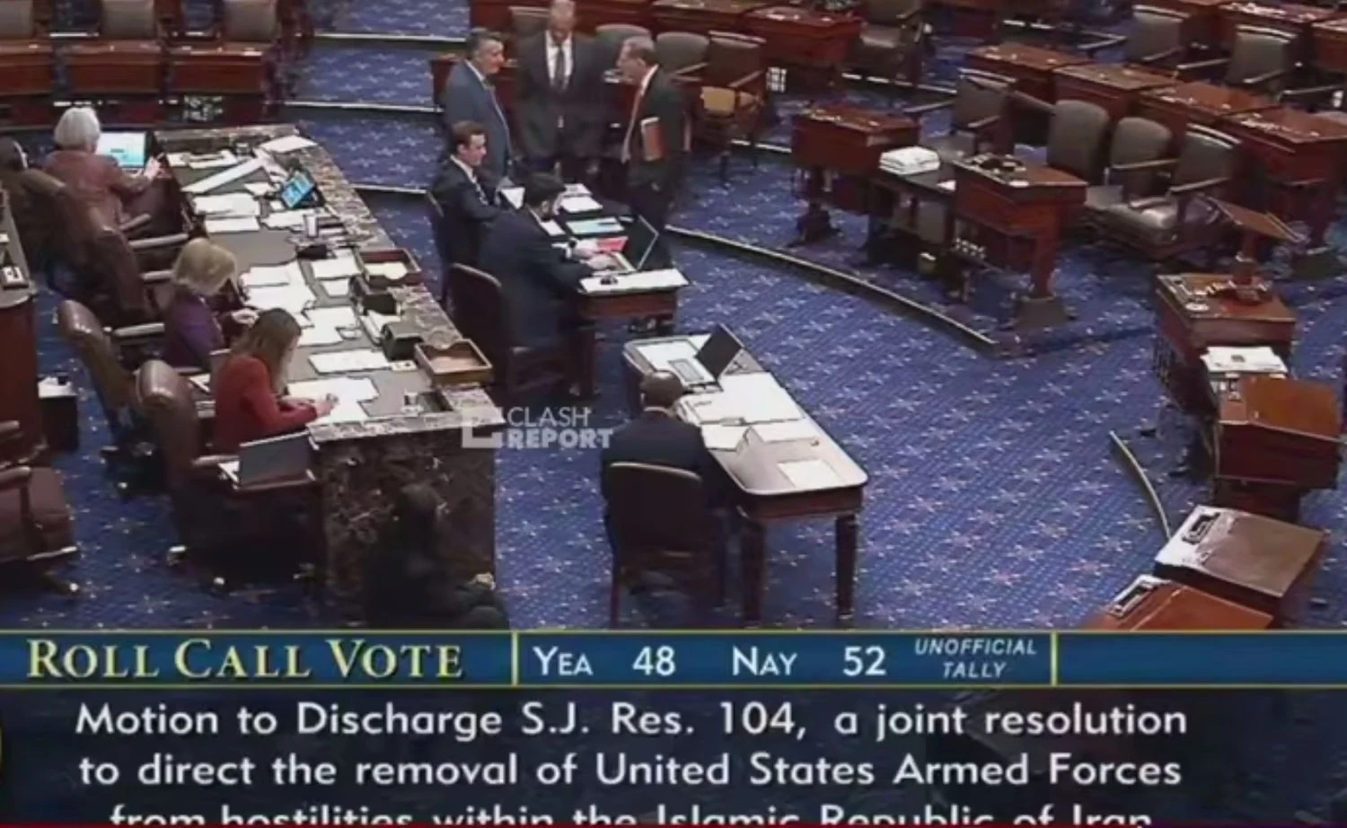 US Senate chamber where lawmakers voted 51-47 to block a war powers resolution on Cuba, a key case study in international relations