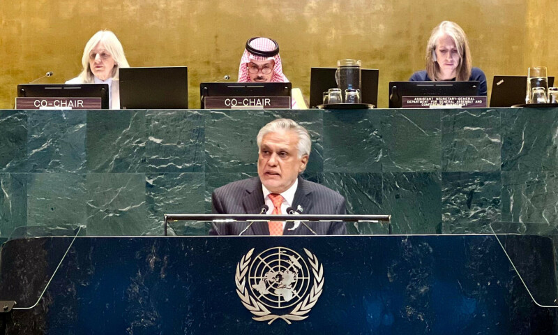 Pakistan Ambassador Asim Iftikhar Ahmad addresses UNSC debate telling Security Council Palestinian issue is root cause of Middle East instability April 2026