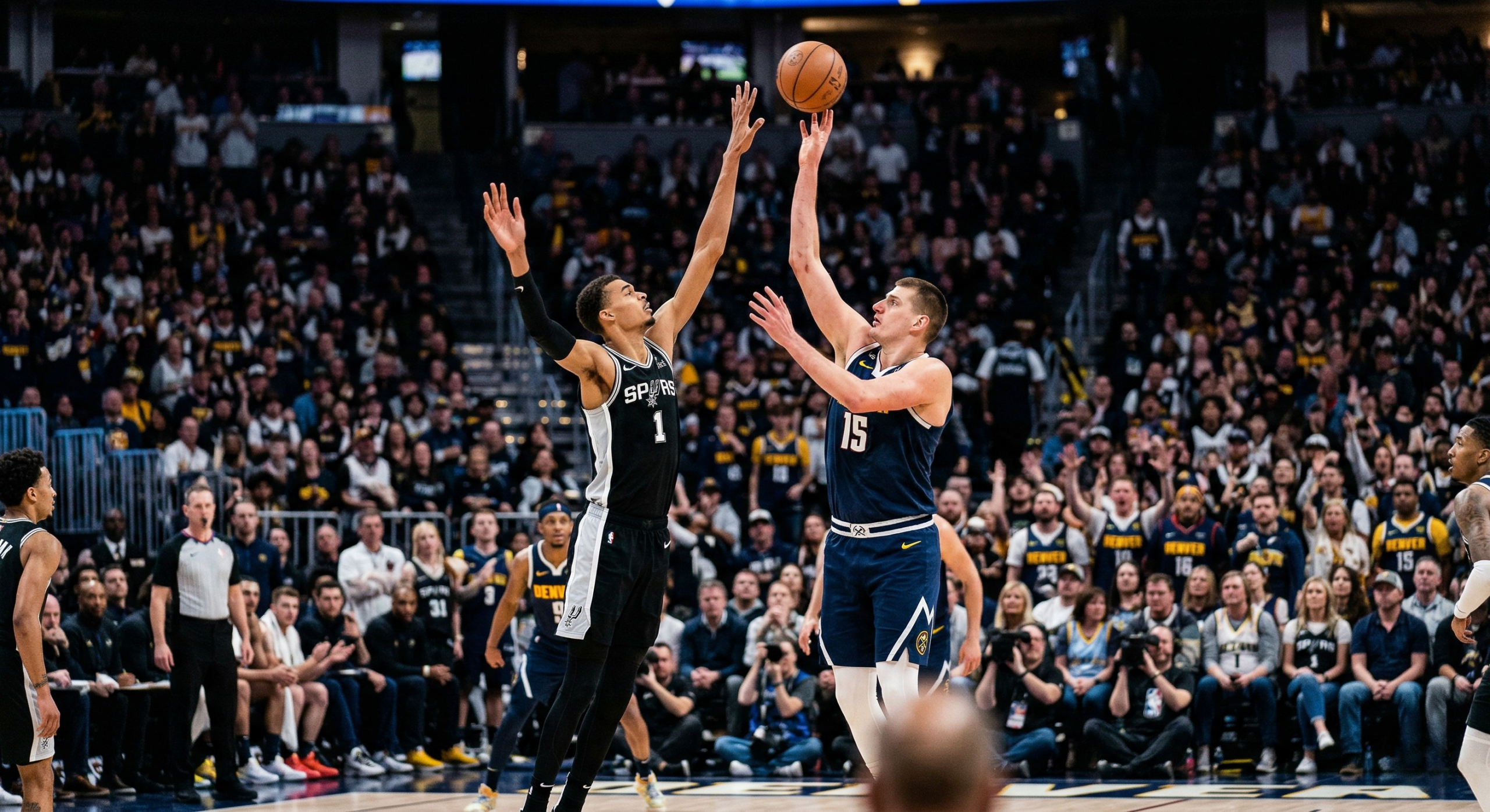 Nikola Jokic scoring against Spurs in NBA game