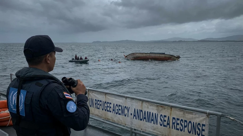 Rohingya boat capsizes Andaman Sea 250 missing UN UNHCR IOM 2026