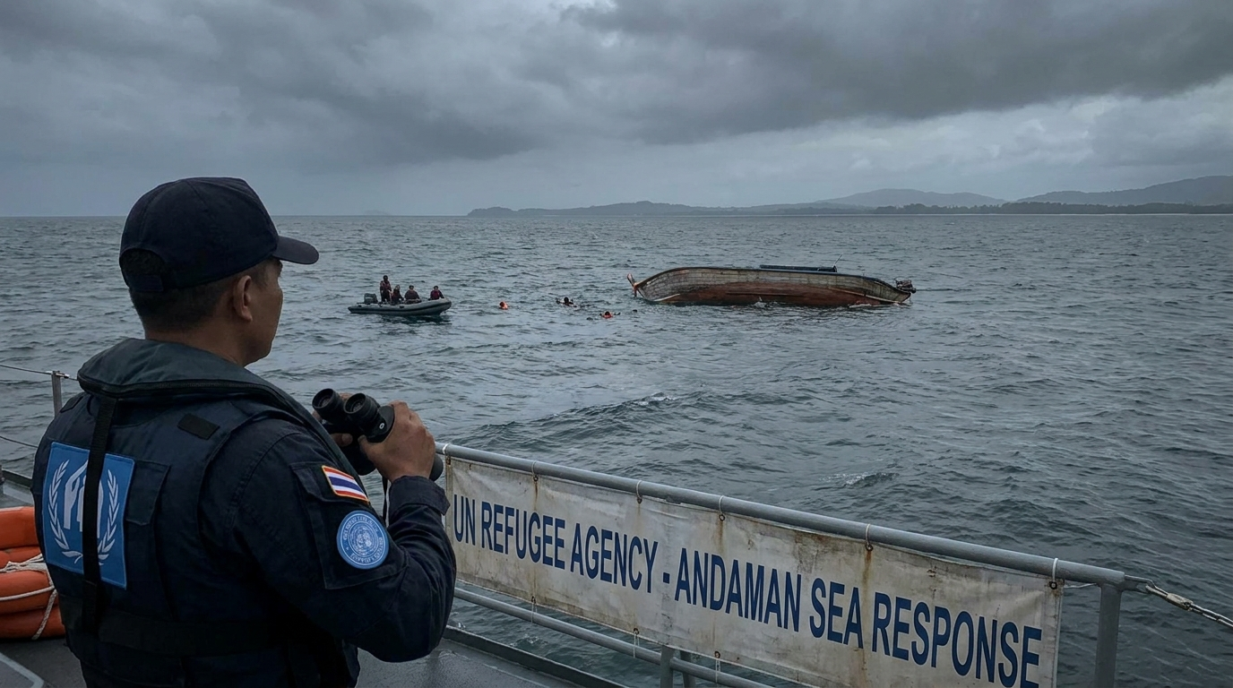 Rohingya boat capsizes Andaman Sea 250 missing UN UNHCR IOM 2026