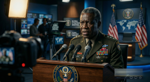 US Army Chief Randy George during military briefing