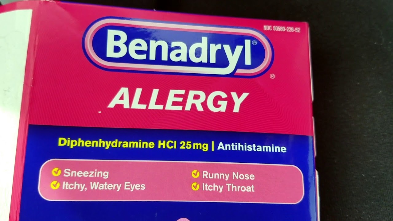Close-up of antihistamine tablets including Zyrtec cetirizine for skin itching and allergy relief