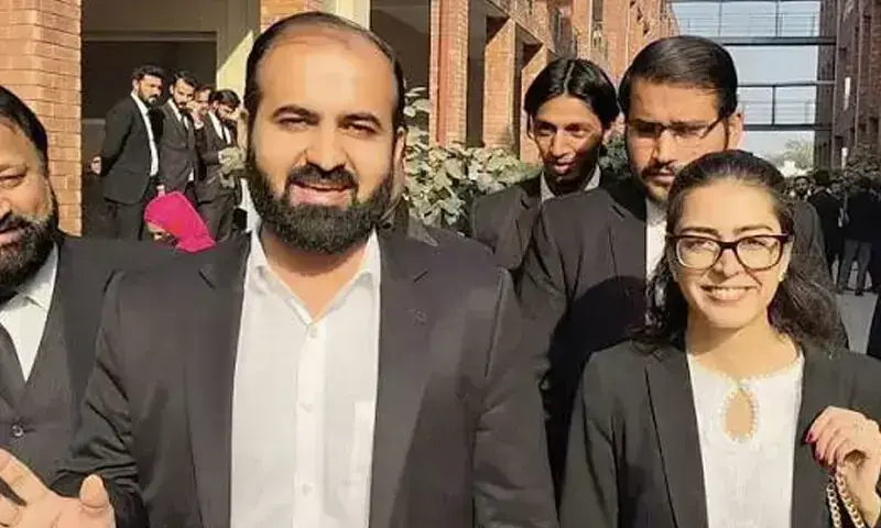 Lawyer Imaan Mazari-Hazir and her husband Hadi Ali Chatha photographed together in Islamabad, Pakistan