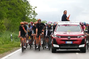 Riders down on wet road during Giro d'Italia 2026 Stage 2 mass crash in Bulgaria