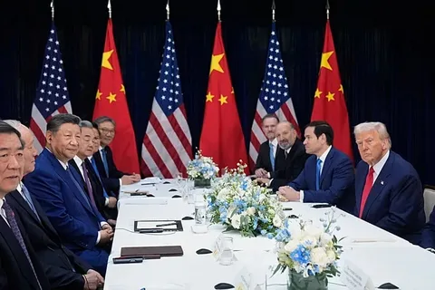 US President Donald Trump and Chinese President Xi Jinping at high-stakes Beijing summit amid US-China tensions over trade, Taiwan, and Iran in 2026