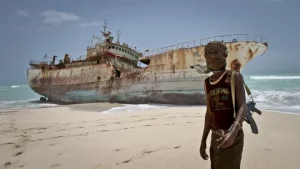 Armed Somali pirates approaching an oil vessel in the Indian Ocean off the coast of Somalia in 2026