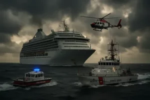 MV Hondius cruise ship anchored off Cape Verde coast amid hantavirus outbreak, May 2026