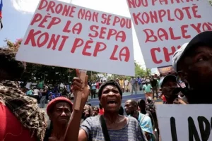 Haiti Prime Minister Alix Didier Fils-Aime speaks amid growing gang violence and political instability in Port-au-Prince, Haiti 2026.