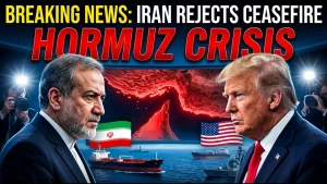 Map of Strait of Hormuz showing US and Iran naval conflict zones during the 2026 war ceasefire standoff