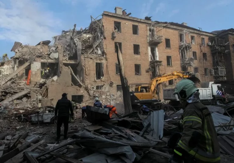 Russian drone strikes damage buildings in Dnipro during the Ukraine Russia war in 2026