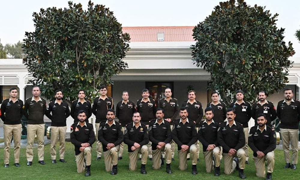 Pakistan Army team receiving gold medal at Cambrian Patrol competition in the UK