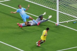 Colombia players celebrate after securing qualification as Colombia reaches knockout stage World Cup 2026.
