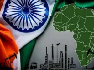 Oil storage tanks and renewable energy infrastructure highlighting India energy security strategy amid global supply disruptions.