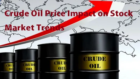 Global oil refinery with fluctuating price charts showing uncertainty in crude oil prices and energy market trends in 2026.