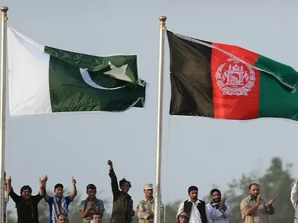 Pakistan and Afghanistan flags displayed during a bilateral diplomatic meeting discussing regional security and cooperation.