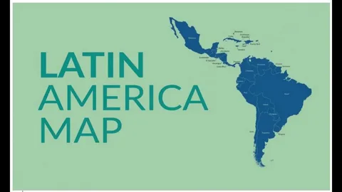 Political map of Latin America showing all 33 countries with national boundaries and major regions.