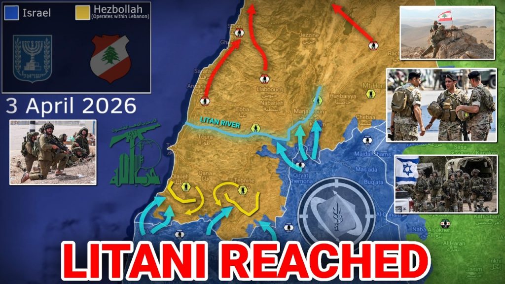 Map showing key battle zones and military movements during the Israel-Lebanon War 2026 across southern Lebanon and northern Israel.