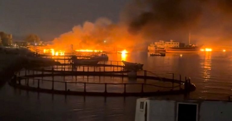 Iran attack Israel today missile strikes light up the night sky over the Strait of Hormuz region