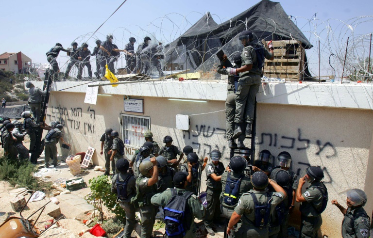 Map showing Israeli settlements spread across the West Bank region