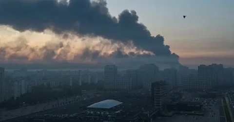 Damaged apartment building after a missile strike during the Russia-Ukraine war