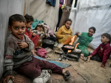 Palestinian children affected by the Gaza war, reflecting the urgent humanitarian crisis and threat to Palestinian child rights.