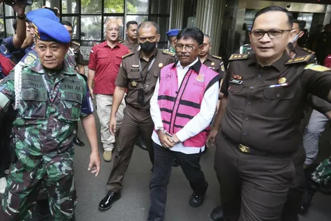 Indonesian Attorney General's Office building with corruption investigation seal, representing most corrupt countries 2025 report