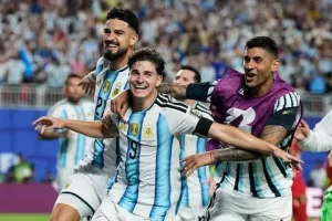 World Cup 2026 Semi Final match action between national teams inside a packed USA stadium