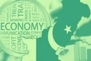 Infographic illustrating Pakistan economic challenges and solutions, showing inflation, debt burden, and reform measures