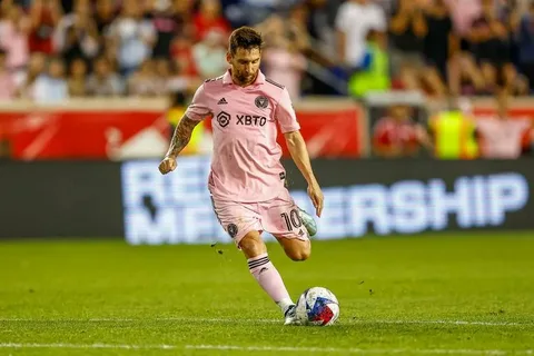 Lionel Messi in Inter Miami jersey during MLS training session after 2026 World Cup final