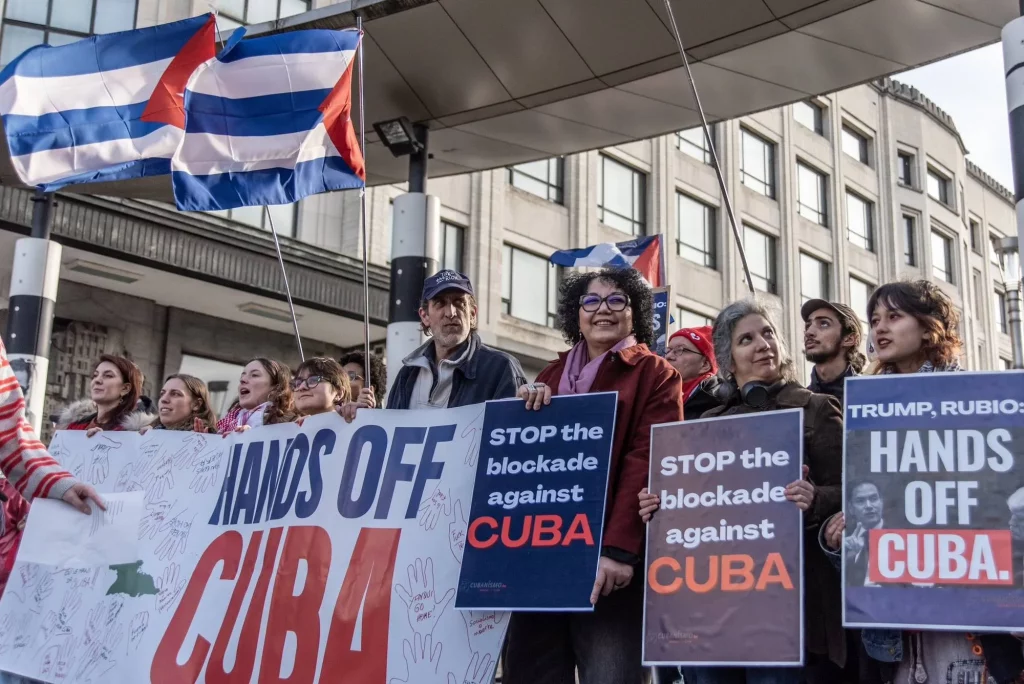 Cuba people gathering during an international discussion about the US blockade and Cuba’s future