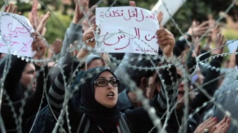 People gather during protests in Tunisia amid growing public anger and political tensions.