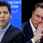 Split image of Sam Altman and Elon Musk representing the escalating OpenAI Musk feud