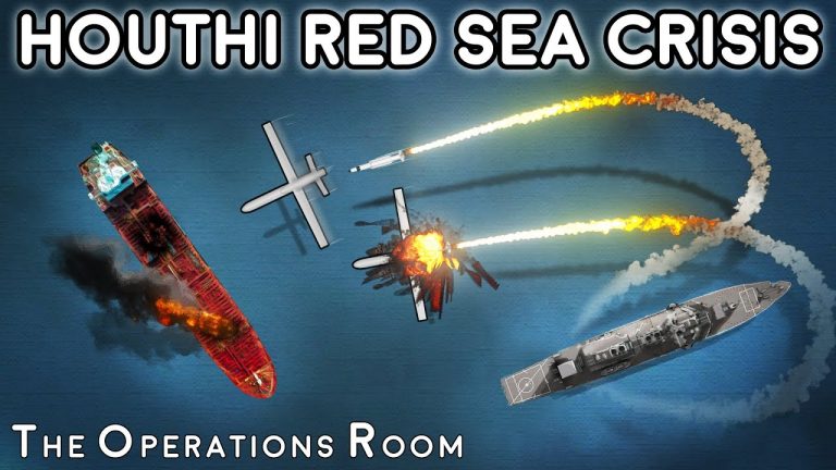 Explosions near a commercial cargo ship in the southern Red Sea following a Houthi drone and missile attack in 2026.