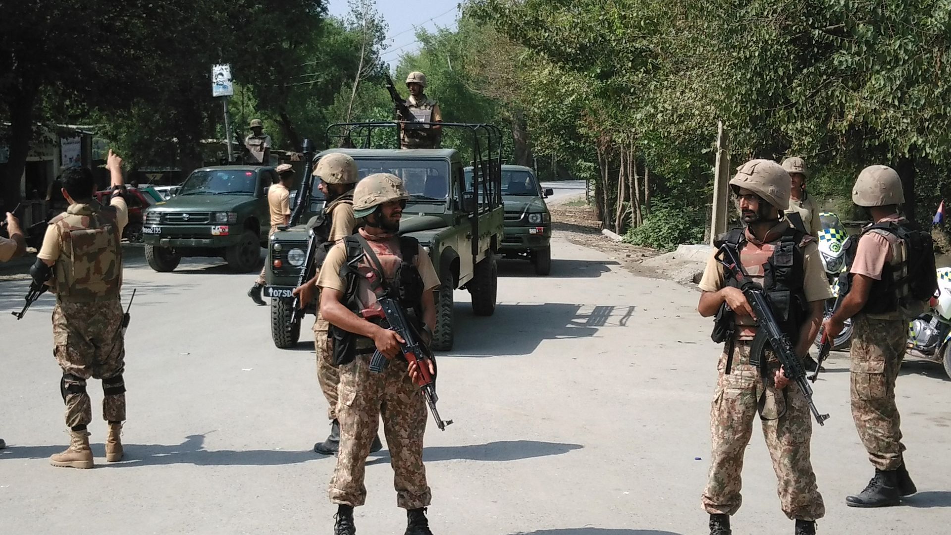 Pakistan military convoy during security forces operations in Khyber Pakhtunkhwa border region