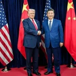 Chinese President Xi Jinping and US President Donald Trump shaking hands at a bilateral meeting
