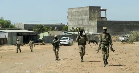 Ethiopian soldiers on patrol near the Tigray-Afar border amid renewed conflict, September 2026