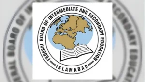 Female intermediate students holding FBISE result cards in Islamabad