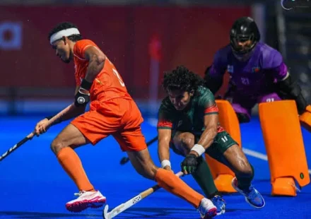 India Hockey Team celebrates 10-0 win over Bangladesh at Asian Games 2026