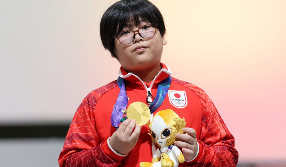 Japanese eSports player, age 11, stands on the podium after securing Japan Asian Games gold in Nagoya