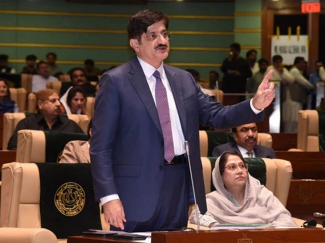 Sindh Assembly session in Karachi during debate on Sindh's division into new provinces