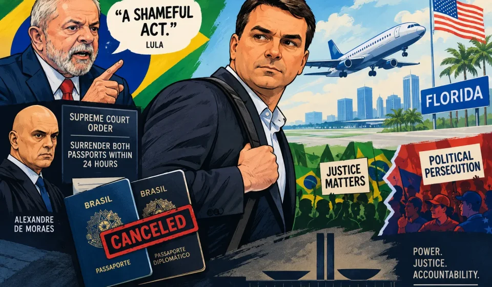 Flávio Bolsonaro faces political and legal scrutiny after losing Brazil’s 2026 presidential election and reports of his departure for the United States.
