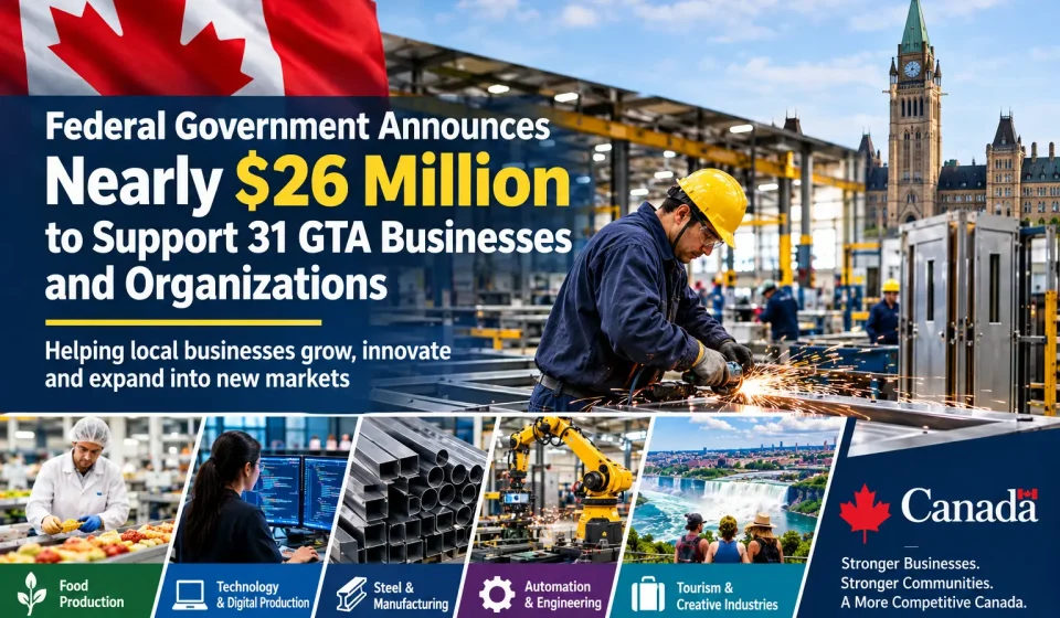Federal government announces nearly $26 million to support 31 GTA businesses and organizations