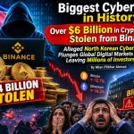 Digital illustration representing the reported $6.3 billion Binance cryptocurrency security breach and global cybersecurity concerns.